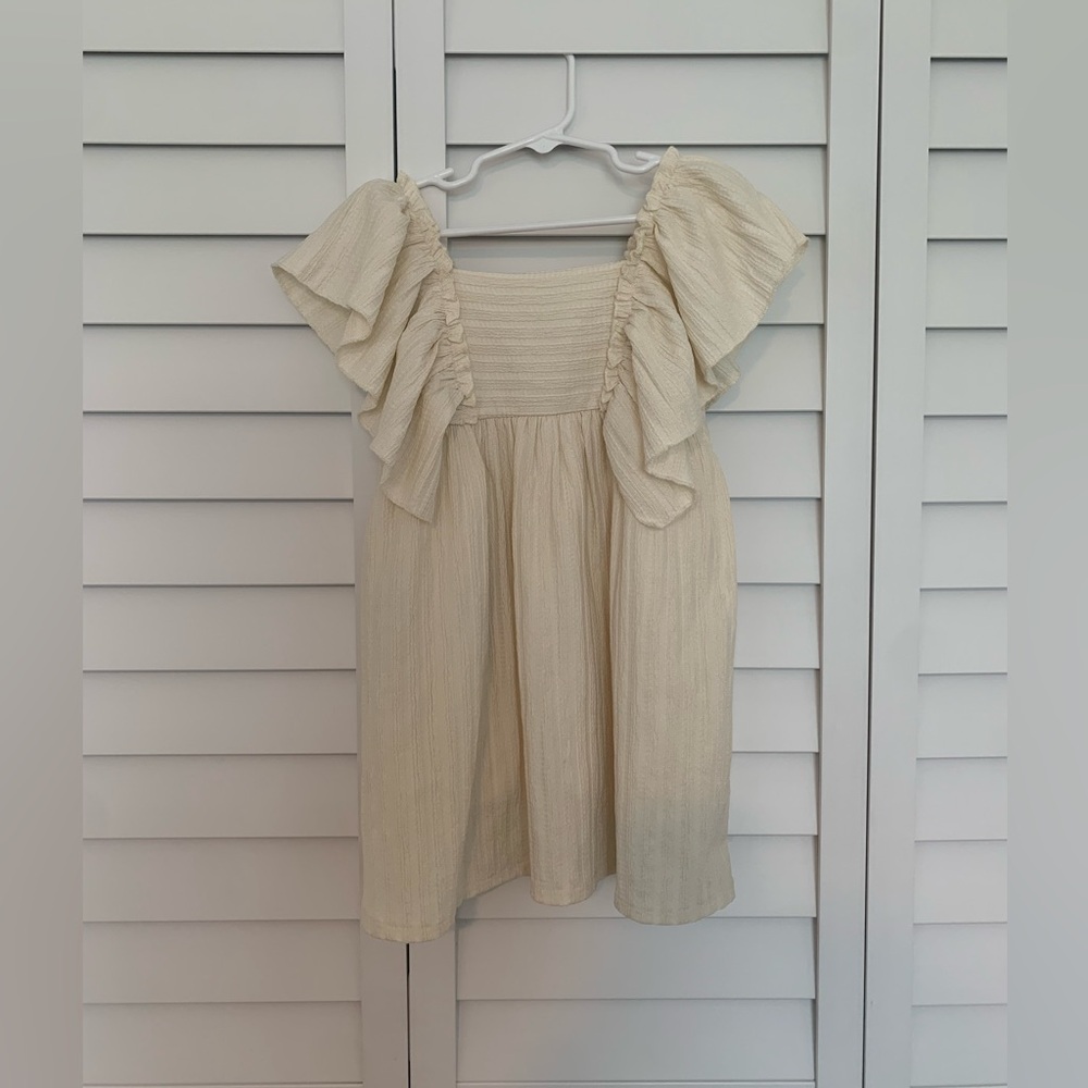 Zara Girl’s Cream Boho Ruffle Flutter Sleeve Dress 4-5